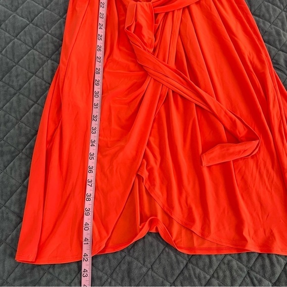 Lane Bryant Dress Women 14 16 Faux Wrap Sheath Short Sleeve Orange B11 - Picture 6 of 8